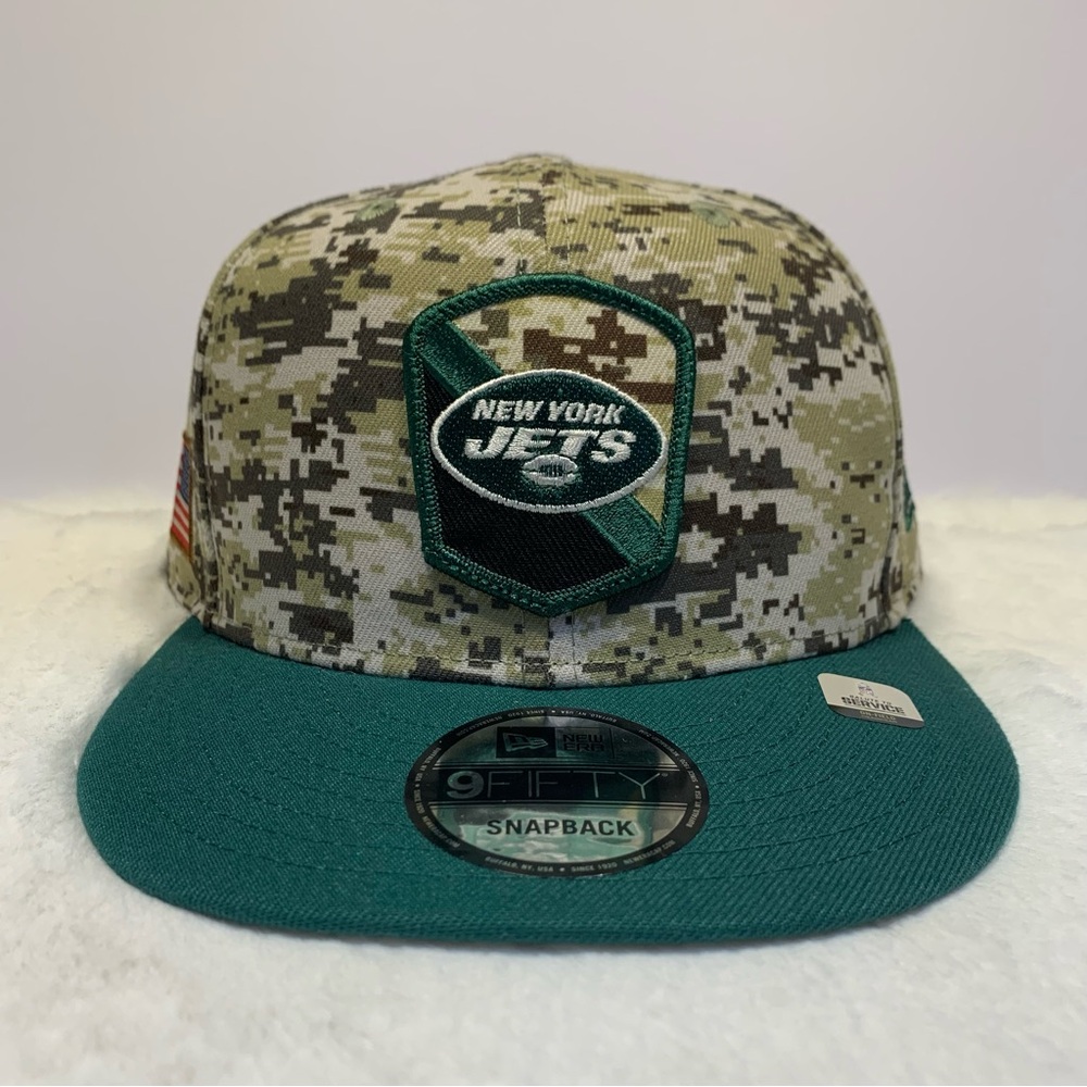 New York Jets New Era 2023 Salute To Service 9FIFTY Snapback Hat in Camo/Green